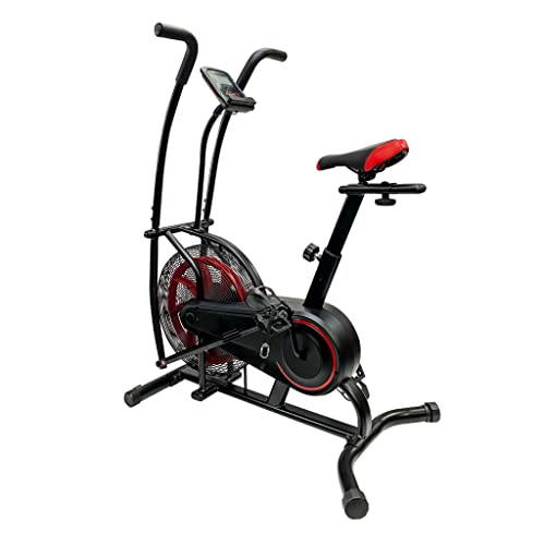Ultrasport Air Bike, vélo d&rsquo;exercice avec ceinture silencieuse, grande roue de ventilateur pour la résistance de l&rsquo;air lors du pédalage, avec guidon mobile pour l&rsquo;entraînement des bras