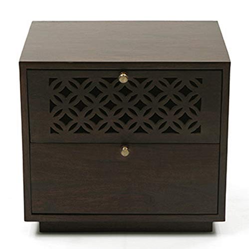Traditional Indian Furniture Pieces 37 WOODSTAGE Sheesham Wood Bedside with 2 Drawer Storage End Table C...