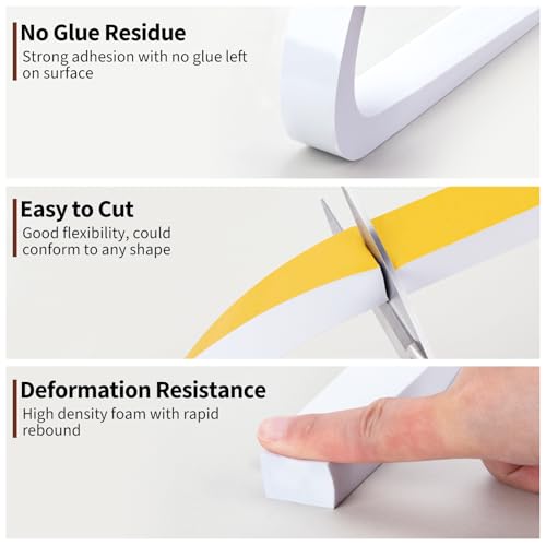Image of Yotache White High Density Foam Tape 1 inch x3 /4 inch, Total 13 Ft | For Windows Air Conditioner Insulation Seal, Weatherstrip, AntiVibration, Shockproof Protection, 2 X 6.5 Ft Each
