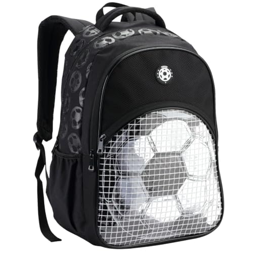 Mochila de Costas Esportiva, Estampa de Futebol, Compartimentos, Alças Acolchoadas, P/Material Escolar Caderno, Reforçado (Mochila de Costas Futebol)