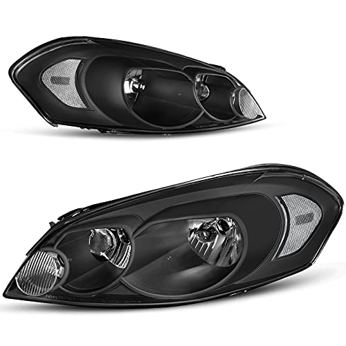 AUTOSAVER88 Headlight Assembly Compatible with 2006-2013 Chevy Impala 14-16 Impala Limited 06-07 Chevy Monte Carlo Replacement Headlamp Driving Light Black Housing Clear Reflector Clear Lens
