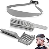KALOLINNA 理髪用具 フェードコーム 3点セット 整髪用コーム2本+ヘアタイ1本 カーブポジショニングコーム シリコン ヘアカットバンド セルフカット 男性用家庭用 理髪店用具 初学者 使いやすい (コンビナトリアル)