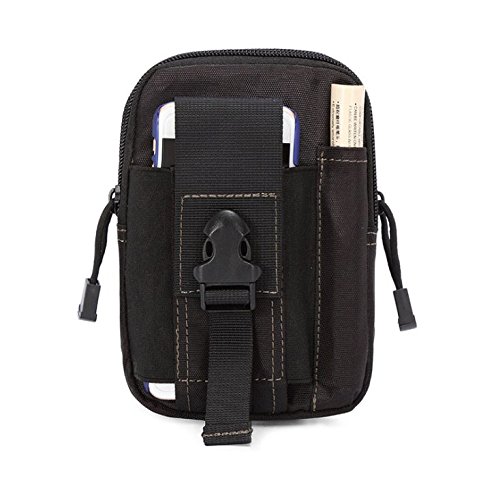 Dealglad® Universal Deportes al Aire Libre Cintura Bolsa de cinturón teléfono móvil de Cartera con Cremallera, Metal, Negro, 17.5X12X6CM Cover