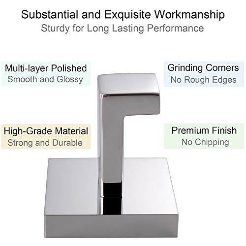Bath Towel Hook, Angle Simple Solid Metal Bathroom Shower Square Hook Hand Towel Bathrobe Sponges Hanger Kitchen Cabinet Closet Hook Pants and Shirt Holder Polished Chrome, Wall Mounted - Thumbnail 5