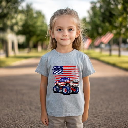 Image of Kids 4th of July Shirt USA Flag Clothes Toddler Boys Girls Children Patriotic Tee Tops 1-7 Years