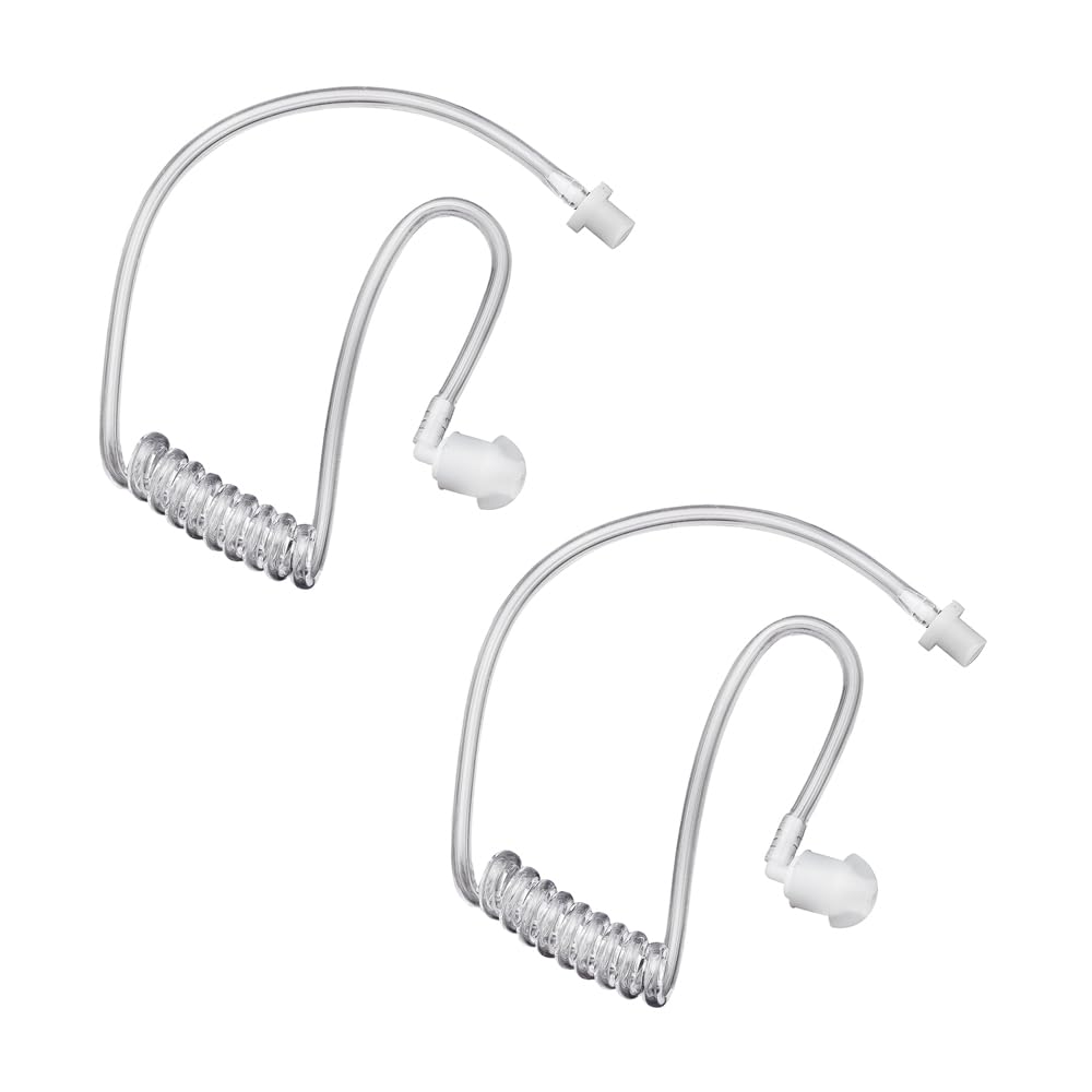 2 X Transparent Coil Acoustic Air Tube In-Ear Earplug Clear Detachable Replacement Coil Audio Tube Universal for Two-Way Radio Audio Kits Headset Headphone Walkie Talkie Radio Earpiece Headset