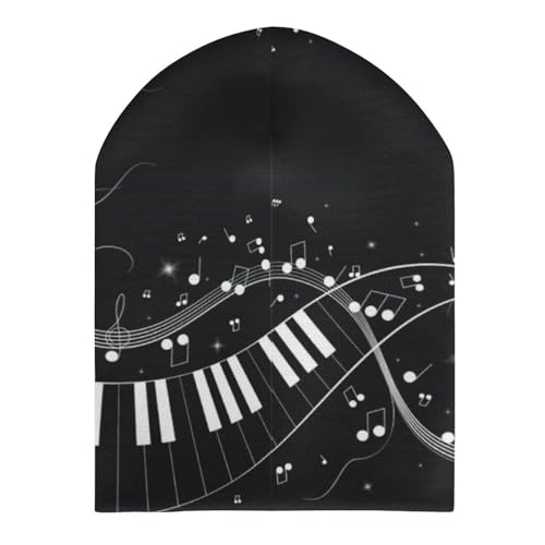 Music Note Piano Pattern Kids Beanie Hat for for Girls Boys Children Cap Winter Knitted Chemo Cancer Headwear Accessories Gifts Decoration3