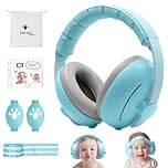 HyAdierTech 2 in 1 Cuffie Neonato Antirumore,Protettori Acustici per Neonati,Regolabili Cuffie Protezione Dormire Bambini,Archetto Regolabile,Ideale per il Sonno,Viaggi,Feste,Fino a 48 Mesi (blu)