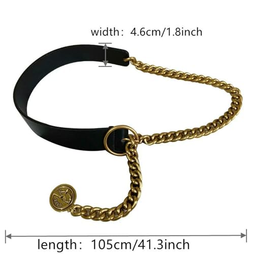 Women'S Wide Belt Chain Decoration Suit Coat Sweater Skirt Retro Fashion All-Match Metal Belt-Black4