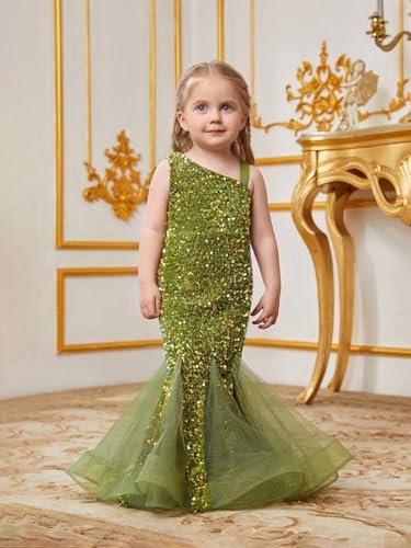 Little Girls Sparkly Mermaid Sequin Dress for Formal Evening Prom Party Sleeveless Pretty Kids Pageant Dresses2