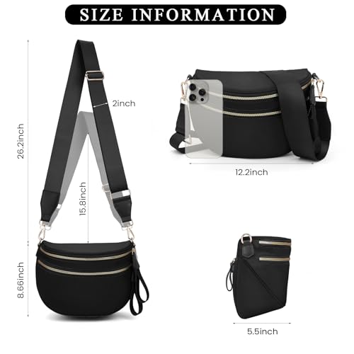Bum Bags for Women Crossbody,Spacious Nylon Crossbody Bag Trendy Checkered Purse Shoulder Bag 20254