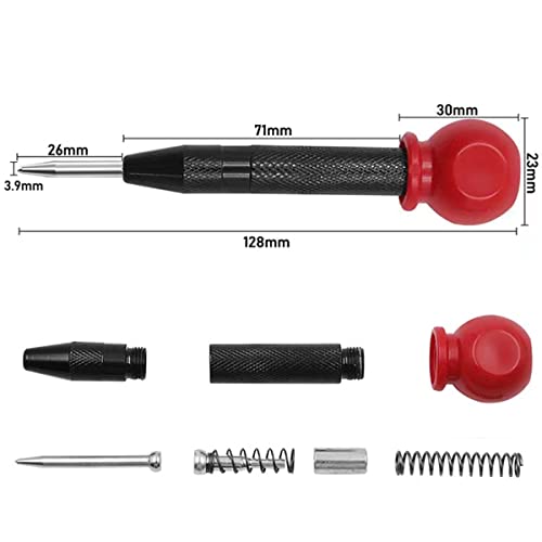 Szliyands 5Pieces Automatic Center Punch 5 Inch Center Hole Punch Adjustable Spring Loaded Metal Drill Tool for Wood, Metal, Plastic with Cushion Cap and Adjustable Impact - Thumbnail 4