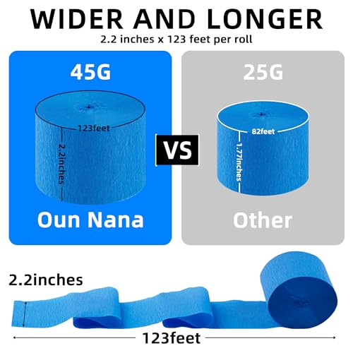 Image of Blue Silver White Crepe Paper Streamers, 6 Rolls, 738 Ft