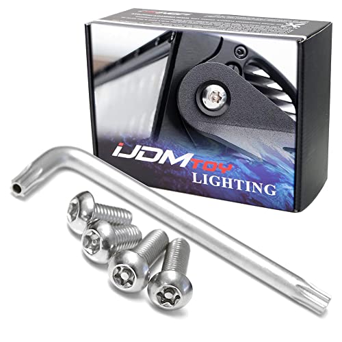 iJDMTOY Set of Stainless Steel M8 Anti-Theft Security Screw/Bolt Kit w/Locking Key Compatible with LED Light Bar, LED Pod Light, LED Worklight Driving Fog Lamp