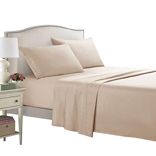 Parure de lit drap plat beige chic et taie d'oreiller de luxe - 2