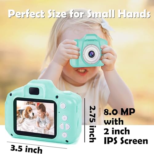 Image of Cots and Cuddles Kids Digital Camera for Boys & Girls | 1080P HD Video & 12MP Photo | Dual Lens, Rechargeable Toy Camera with Games & Filters for Kids Age 3-10 Years (Green)