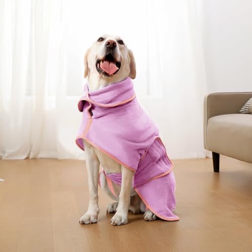 Zorela Hundebademantel, Superweicher Bademantel Hund aus Korallenvlies, Hunde Bademantel Hundehandtuch Extra Saugfähig für nach dem Bad, Strand, Pool