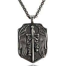 Hero Company St. Michael Pendant - St. Michael The Archangel Necklace for Fathers Day - Helps Pair Veterans with a Service Dog