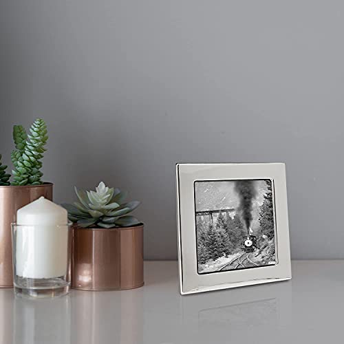 Siena 3X3 Wide Plain Silver Deco Picture Frame, Boutique Quality Photo Frame, Siena Collection (925 Sterling Silver) #TOP3
