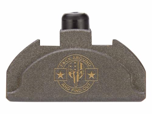 NDZ Performance Grip Plug for Glock Gen 4-5 with Backstrap – Heavyweight Brass – Fits G17 G19 G22 G23 G31 G34 G45 G47 – Cerakote Tungsten Finish, FAFO NDZ Skull Flag – Made in USA