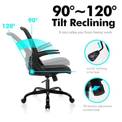Kerdom Office Chair, Ergonomic Desk Chair, Breathable Mesh Computer Chair, Comfy Swivel Task Chair With Flip-Up Armrests And Adjustable Height #TOP5