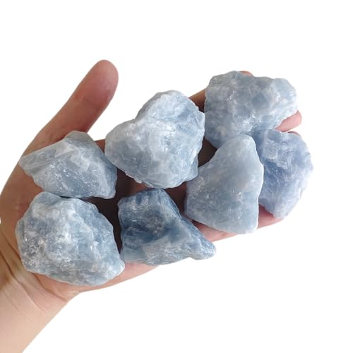 1 lb Blue Calcite Bulk Raw Crystals and Healing Stones Quartz for Tumbling, Wire Wrapping, Wicca Reiki,Meditation