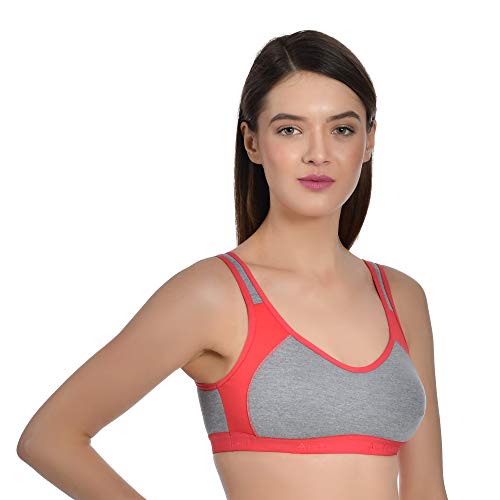 Image of Aimly Women's Cotton Non-Padded Wire Free Full Coverage Bra Carrot, Pink, Searose Size: 34