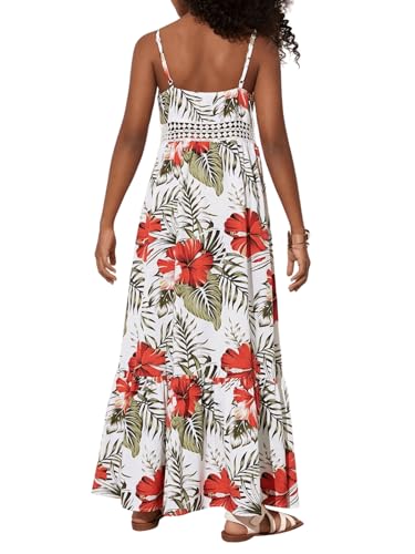 SHENHE Girl's Floral Sleeveless Split Thigh Ruffle Hem Summer Boho Maxi Cami Dress2