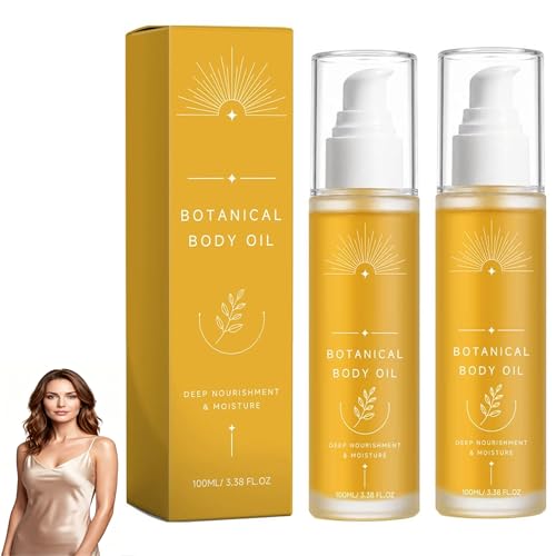 Evoras Botanical Body Oil Body Firming Massage Oil with Wakame Algae Brazil Nut & Passionflower Seed Oils Smoother-Looking Skin & Cellulite Appearance Non-Greasy Hydrating Body Oil (2PC)