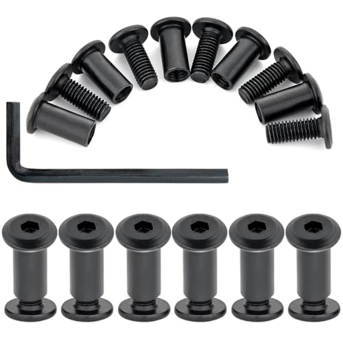 Xrfoiniu 50Pcs Black M8x20mm Furniture Bolts Premium Quality M8 Barrel Nut & Bolt - Great for Automotive Interior Upgrades Offering Secure Hold for Trim Pieces and Panels (50, M8x20mm)