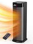 QEXREED Heater, 2000W PTC Electric Heater, 4 Modes, Energy Efficient Fan Heater with ECO Mode, Thermostat, 90° Oscillation, 24H Timer, Remote Control, Tip-Over & Overheating Protection for Indoor Use