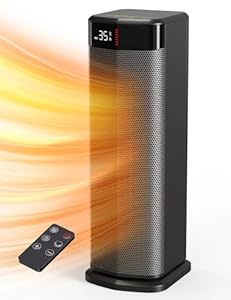 QEXREED Heizlüfter, 2000W PTC Heizlüfter Energiesparend, 4 Modi, ECO-Modu, Thermostat, 90°-Oszillation, 24H Timer, Fernbedienung, Kipp- und Überhitzungsschutz für Innenräume