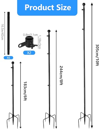 Mástil de bandera resistente al clima con acabado metálico premium para jardín 2