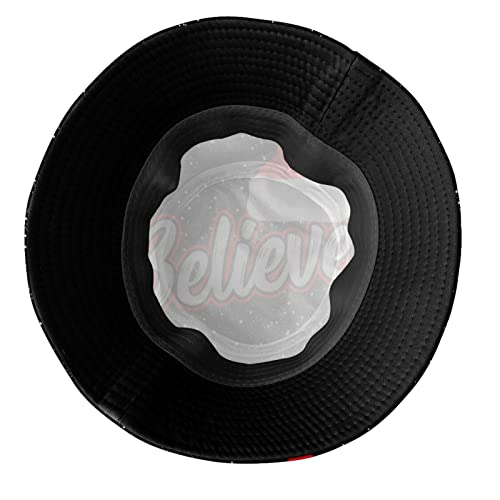 Qurdtt Christmas Santa Hat With Believe Bucket Hat For Men Women, Fashion Unisex Print Reversible Christmas Bucket Hat #TOP4