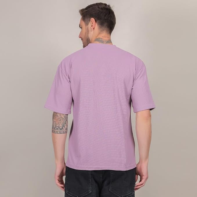 Image of Solid Self Design Oversized Tshirt for Men | Oversize T-Shirts for Men | Men Drop Shoulder Tshirts | Bagy Fit Men Tshirt