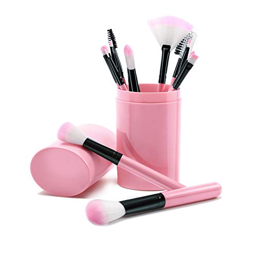 SHOWNII Makeup Brushes Set with Case, 12pcs Professional Synthetic Makeup Brushes Tool Kit for Foundation Brush Blending Face Powder Blush Concealers Eye Shadows