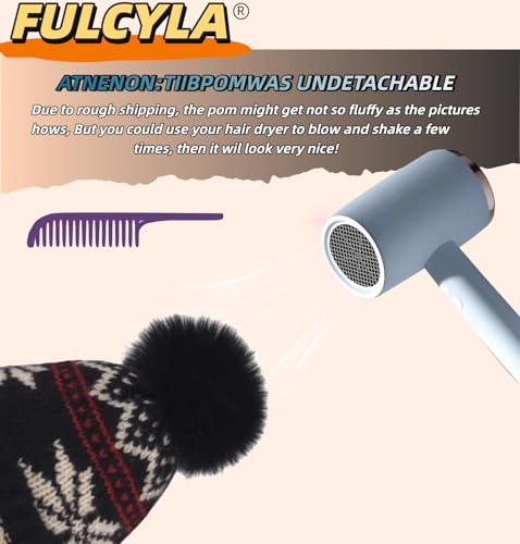 Kids Winter Knit Beanie Hat for Boys Girls Age 3-8 with Faux Fur Pom Warm Fleece Lined2