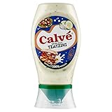 Calvé Salsa tzaziki, formato 250 ml, salsa tzaziki a base de pepino y ajo, ideal para pinzimonio, ensaladas, carne y pescado, sin colorantes, sin gluten, vegana.