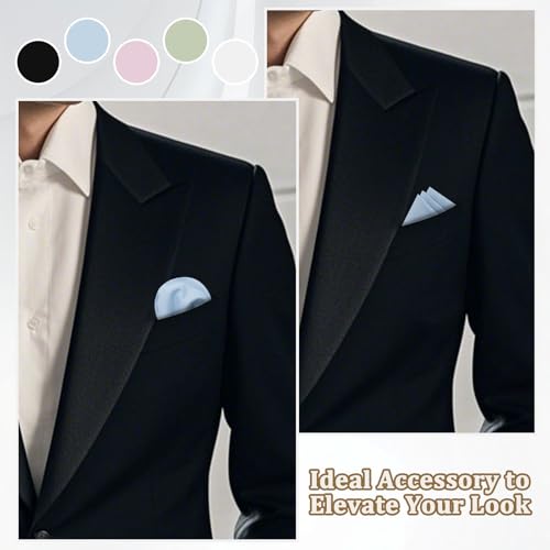 Image of LJBFNN Pocket Squares Handkerchiefs for Men Soft Cotton Mens Womens White Pocket Square with Holder for Suit Wedding Business