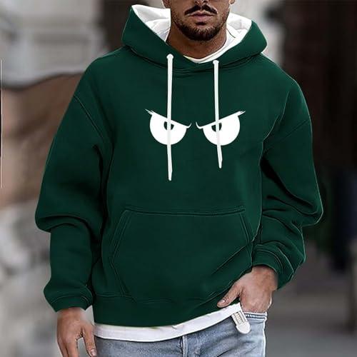 Graphic Sweatshirts for Men Fashion Printed Long Sleeve Drawstring Hoodie with Pocket Fall Casual Solid Color Tops2