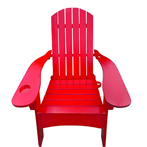 Adirondack Chair Outdoor Solid Wood All-Weather Patio Chairs Weather Resistant Adirondack Chair With Cup Holder Lawn Chairs Outdoor Chairs Ergonomic,For Garden Deck Backyard Fire Pit (Red) #TOP5