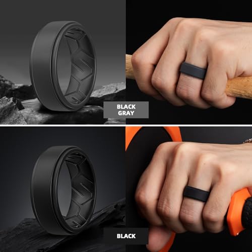 Egnaro Men's Silicone Rings 10mm Wide 2.5mm Thick, Rubber Wedding Bands, Multipack 1/4/7 Breathable Comfort Fit For Workout3