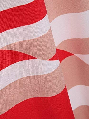 Locryz Women's V Neck 3/4 Sleeve Digital Floral Printed Party Loose Long Maxi Dress with Belt S-3XL (XXXL, Orange Red)