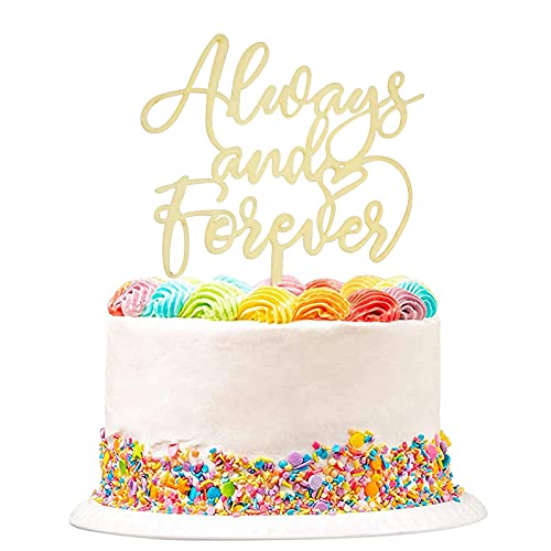 Always and Forever Cake Topper, Rustic Wooden Always Cake Topper for Wedding Anniversary Bridal shower Party Decorations