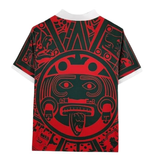 Mexico 1998 Retro Men’s Soccer Jersey Fan Edition – Short Sleeve Training & Casual Shirt – Home, Away & Third Kit Mexican (US, Alpha, Medium, Regular, Regular, Red/Green)