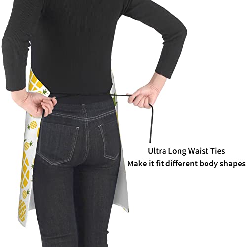 Lynsay Pineapple Printed Waterproof Apron, Men's And Women's Kitchen Cooking With Pockets Adjustable Soft Apron #TOP3