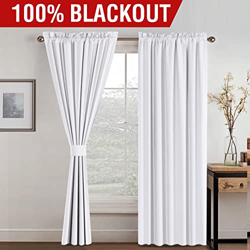 H.versailtex 100% Blackout White Curtains 84 Inches Long Full Light Blocking Curtain Draperies With Soft White Coating For Bedroom Living Room Thermal Insulated Window Treatment Set Of 2 Panels #TOP1