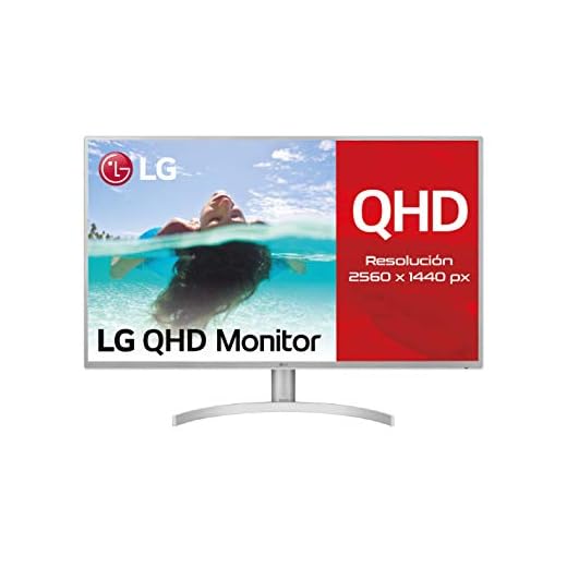 LG 32QK500-C, Monitor Profesional QHD de 80 cm (31.5") con Panel IPS (2560 x 1440 píxeles, 16:9, 300 CD/m², NTSC >72%, 1000:1, 8 ms, 75 Hz, DPx1, mDPx1, HDMIx2, Auriculares) Color Negro y Blanco