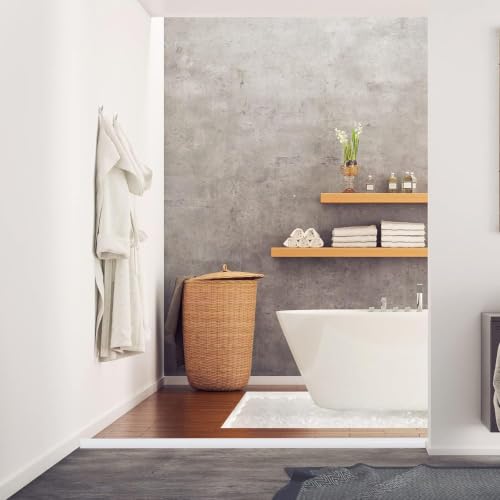 Image of Shower Water Barrier 2 Metre, White Silicone Shower Threshold Water Dam, Self-Adhesive Water Stopper Strip for Bathroom Floor, Flexible Wet & Dry Separation, Easy Cut & Install