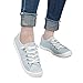 Light Blue Canvas Sneakers for Women Low Top Round Toe Flat Loafers Memory Foam Comfortable Slip on Fashion Sneakers for Walking Size 6